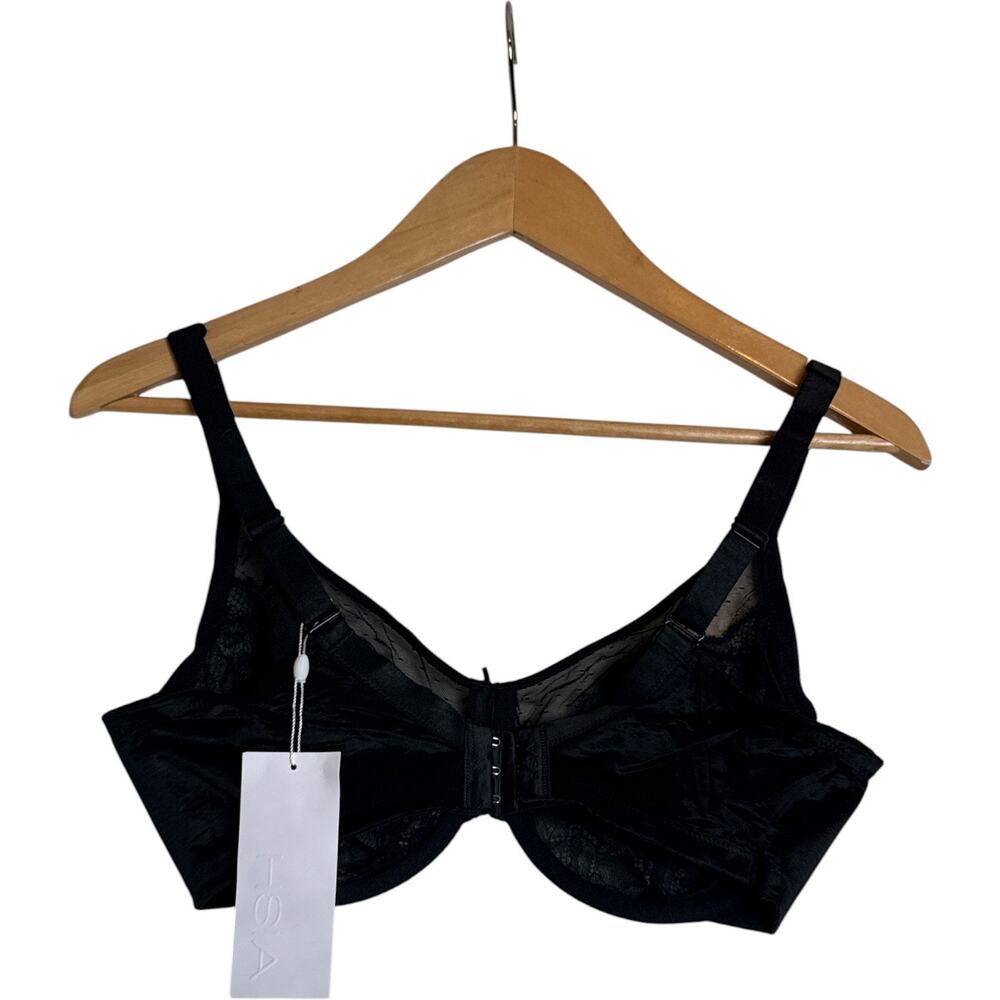 HSIA Enchante Black Lace Underwire Bra NWT 36DD Full Coverage Unlined - Picture 5 of 8